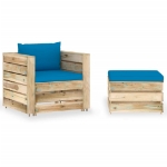 Set Divani da Giardino con Cuscini 2 pz Legno Impregnato Verde