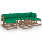 Set Divani Giardino su Pallet 7 pz con Cuscini Pino Impregnato