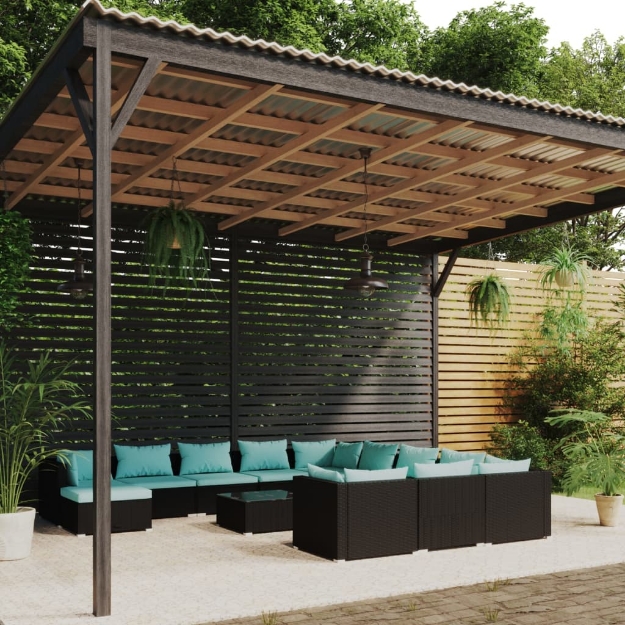 Set Divani da Giardino 12 pz con Cuscini in Polyrattan Nero