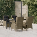 Set da Pranzo da Giardino 5 pz Marrone in Polyrattan