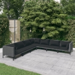 Set Divani da Giardino 7 pz con Cuscini Polyrattan Grigio Scuro