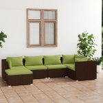 Set Divani da Giardino 6 pz con Cuscini in Polyrattan Marrone