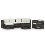 Set Divani da Giardino con Cuscini 7 pz Legno Impregnato Grigio