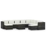 Set Divani da Giardino con Cuscini 11pz Legno Impregnato Grigio