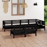 Set Divani da Giardino 7 pz in Legno Massello di Pino Nero