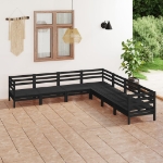 Set Divani da Giardino 7 pz in Legno Massello di Pino Nero