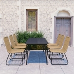 Set da Pranzo da Giardino 7 pz in Polyrattan e Vetro