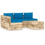 Set Divani da Giardino con Cuscini 5 pz Legno Impregnato Verde