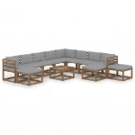 Set Divani da Giardino con Cuscini 12pz Grigio