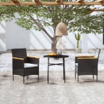 Set Mobili da Pranzo per Giardino 3 pz Polyrattan Nero