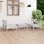 Set Divani da Giardino 5 pz Bianco in Legno Massello di Pino