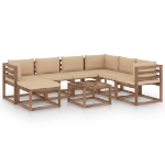 Set Divani da Giardino 8 pz con Cuscini Beige