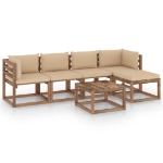 Set Divani da Giardino 6 pz con Cuscini Beige