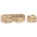 Set Divani da Giardino con Cuscini 7 pz Legno Impregnato Verde