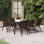 Set da Pranzo da Giardino 7 pz Marrone e Nero