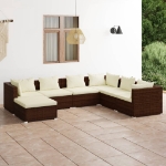 Set Divani da Giardino 7 pz con Cuscini in Polyrattan Marrone