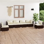 Set Divani da Giardino 6 pz con Cuscini in Polyrattan Marrone