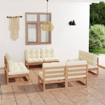 Set Divani da Giardino 8 pz con Cuscini Legno Massello Pino