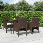 Set da Pranzo da Giardino 5 pz con Cuscini Marrone e Nero