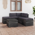 Set Divani da Giardino su Pallet 6 pz con Cuscini Massello Pino