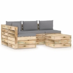 Set Divani da Giardino con Cuscini 5 pz Legno Impregnato Verde