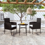 Set Mobili da Pranzo per Giardino 3 pz Polyrattan Nero