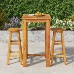 Set da Pranzo per Giardino 3 pz in Legno Massello di Acacia