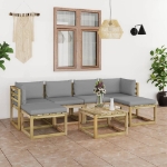 Set Divani da Giardino 7pz con Cuscini Legno di Pino Impregnato