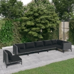 Set Divani da Giardino 7 pz con Cuscini Polyrattan Grigio Scuro