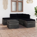 Set Divani da Giardino su Pallet 6 pz con Cuscini Massello Pino