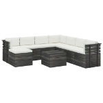 Set Divani da Giardino su Pallet 9 pz con Cuscini Massello Pino