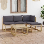 Set Divani da Giardino 5 pz con Cuscini Antracite