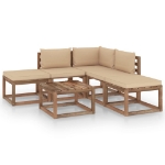 Set Divani da Giardino 6 pz con Cuscini Beige