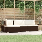 Set Divani da Giardino 4 pz con Cuscini in Polyrattan Marrone