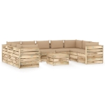 Set Divani da Giardino con Cuscini 10 pz Legno Impregnato Verde