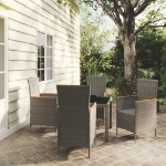 Set da Pranzo da Giardino 5 pz con Cuscini in Polyrattan Grigio