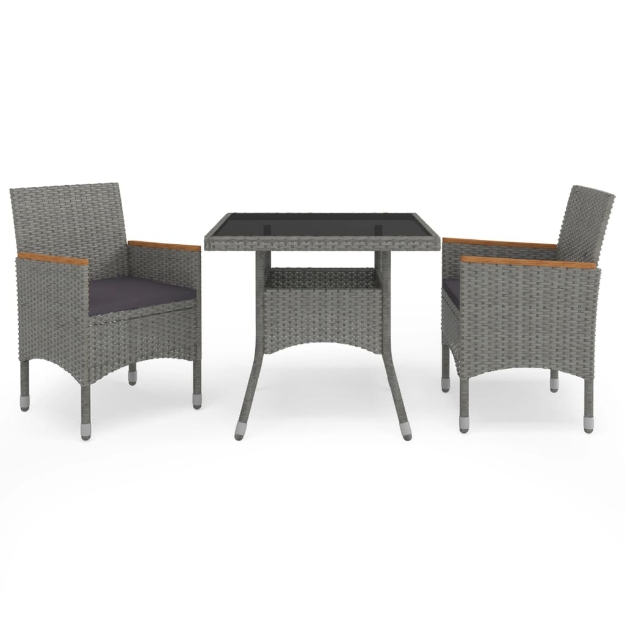 Set Mobili da Pranzo da Giardino 3 pz Grigio Polyrattan Acacia