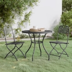 Set da Pranzo per Giardino 3pz Rete Metallica Espansa Antracite