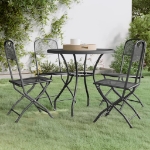 Set da Pranzo per Giardino 5pz Rete Metallica Espansa Antracite