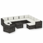 Set Divani da Giardino con Cuscini 12pz Legno Impregnato Grigio