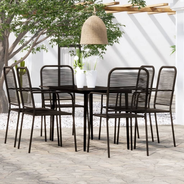 Set Mobili da Pranzo per Giardino 7 pz Nero