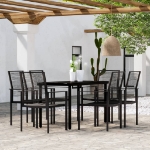 Set Mobili da Pranzo per Giardino 7 pz Nero