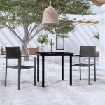 Set Mobili da Pranzo per Giardino 3 pz Nero