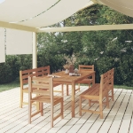 Set da Pranzo per Giardino 5 pz in Legno Massello di Teak