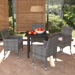 Set da Pranzo per Giardino 5 pz con Cuscini Polyrattan Grigio