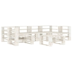 Set Divani da Giardino 7 pz su Pallet in Legno Bianco