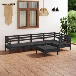 Set Divani da Giardino 6 pz in Legno Massello di Pino Nero