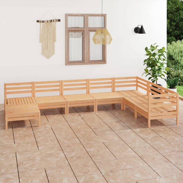 Set Divani da Giardino 8 pz in Legno Massello di Pino