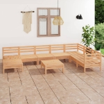 Set Divani da Giardino 9 pz in Legno Massello di Pino