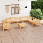 Set Divani da Giardino 11 pz in Legno Massello di Pino